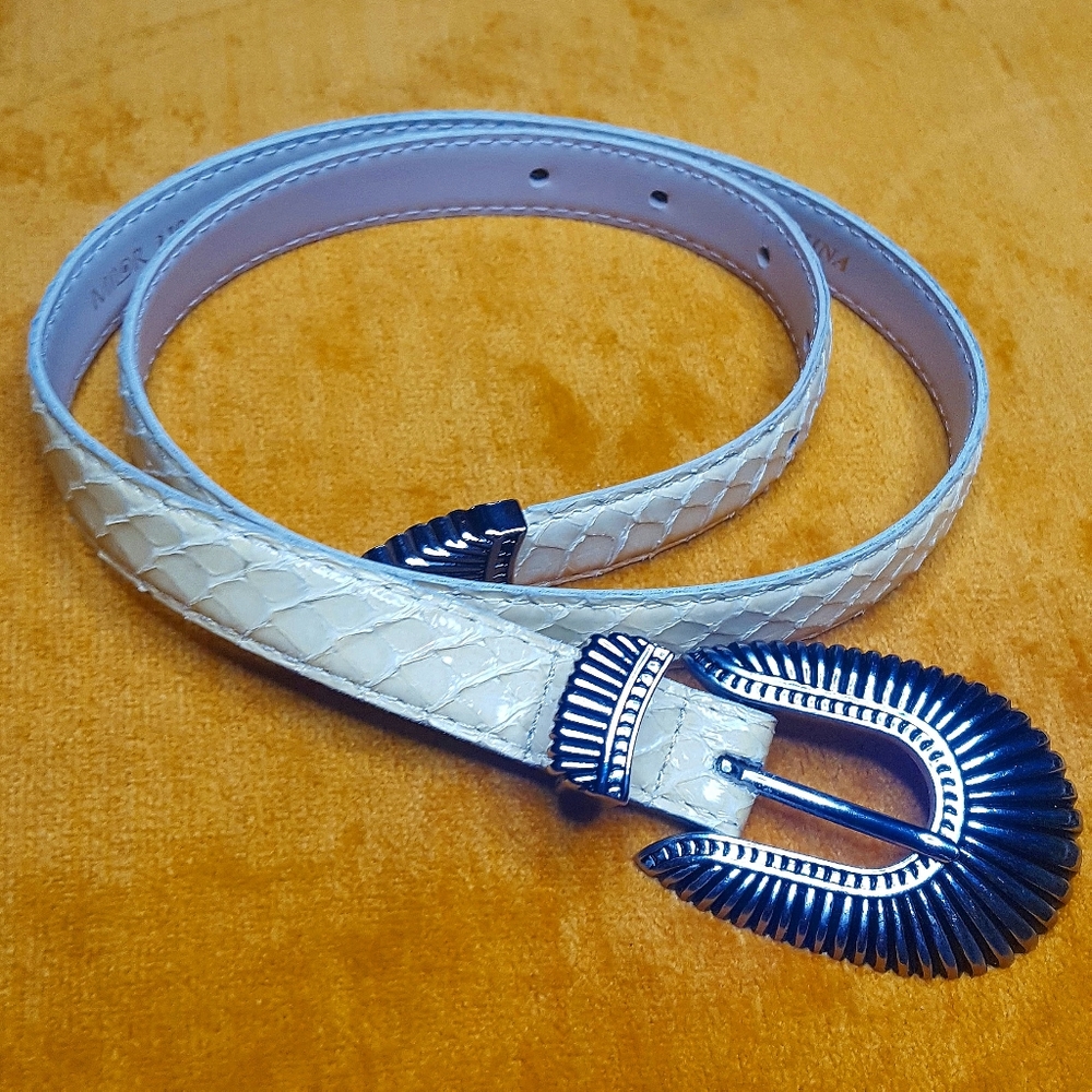 Genuine White Snakeskin Leather Belt